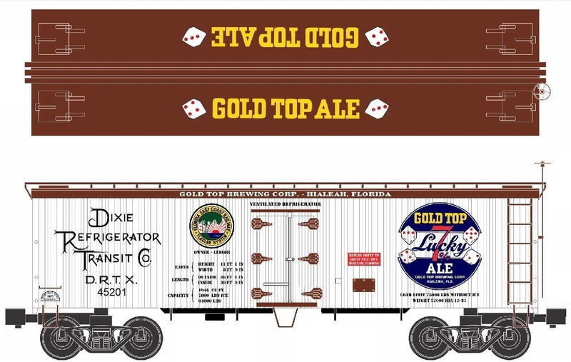Ready Made Trains Gold Top Beer 36ft Wood Side Reefer Car No. RMT-86199-178