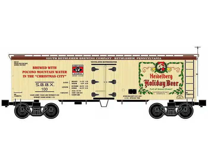 Ready Made Trains O Scale Heidelberg Christmas Beer 36 ft Wood Side Reefer Car No. RMT-86199-179