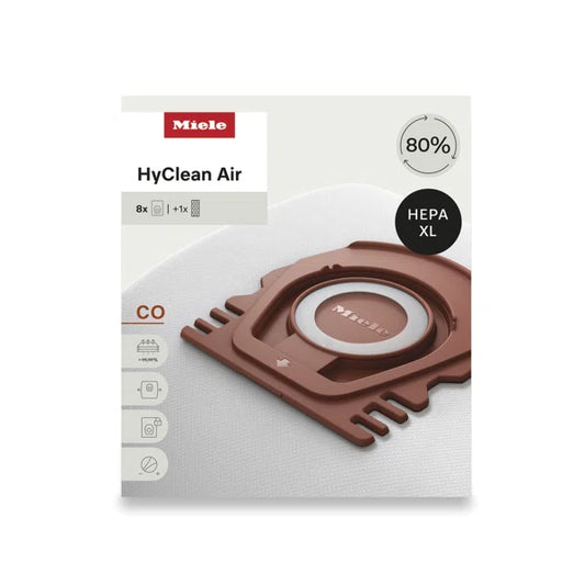 Miele HyClean Air CO HEPA XL 8 pack vacuum bags with HEPA Filter