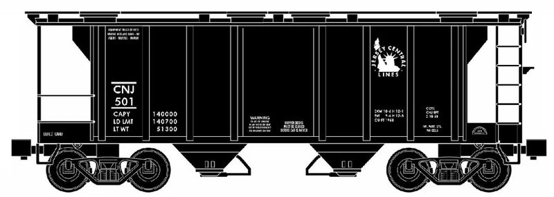 Ready Made Trains O Scale Jersey Central 34ft 2-Bay Covered Hopper No. RMT-86326