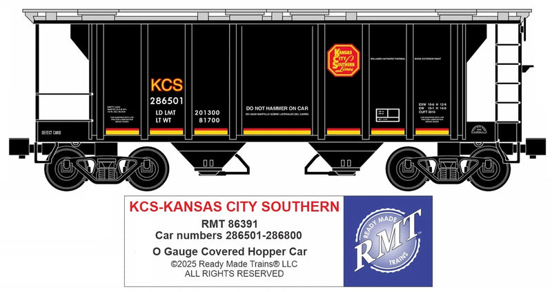 Ready Made Trains O Scale Kansas City SOU 34ft 2-Bay Covered Hopper Car No. RMT-86391