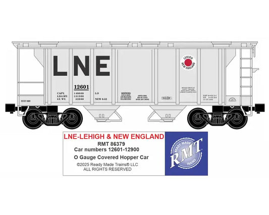 Ready Made Trains O Scale Lehigh & New England 34ft 2-Bay Covered Hopper Car No. RMT-86379