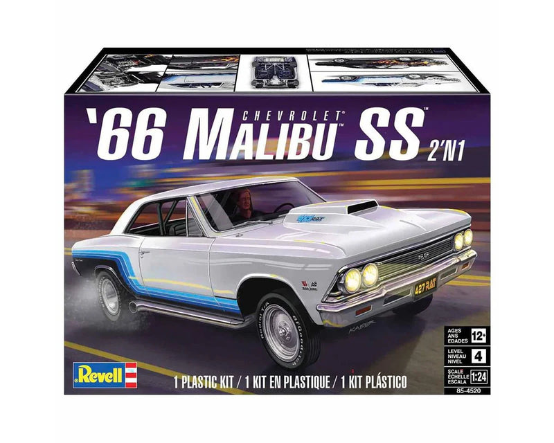 Revell '66 Chevrolet Malibu SS 2'N1 Plastic Model Kit 1:24th Scale No. 85-4520