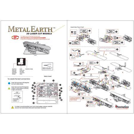 Metal Earth Wright Brothers Airplane 3D Metal Model Kit Fascinations