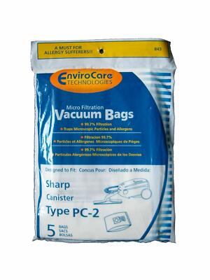 EnviroCare Sharp Canister Type PC-2  5 Pack Vacuum Bags No. 843