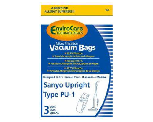 Enviro Care Sanyo Uprights Type PU-1 Vacuum Bags 3 Pack