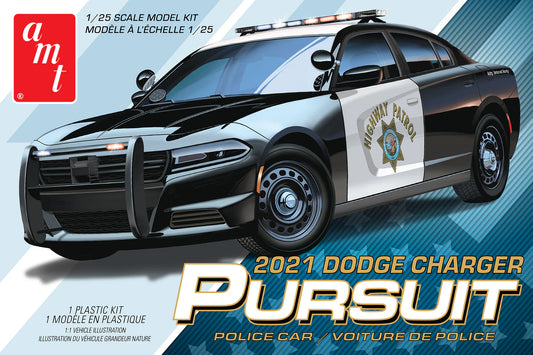 1324M Skill 2 Model Kit 2021 Dodge Charger Pursuit Police Car 1-25 Scale by AMT Model