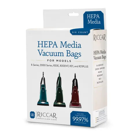 RICCAR HEPA Media Vacuum Bags Type A (6 Pack) For R Series, R20E, R20ENT, R21 and R21PLUS NO. RAH-6