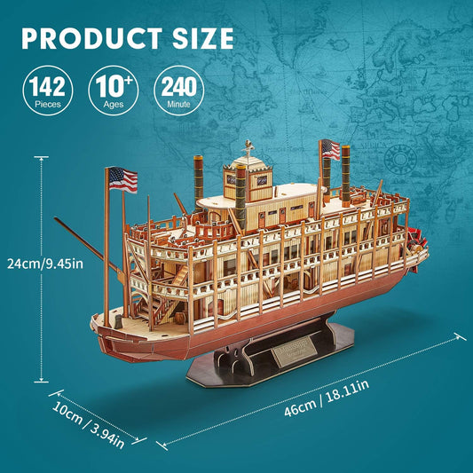 CubicFun Mississippi Steamboat 3D Puzzle 1/100th Scale No. T4026h