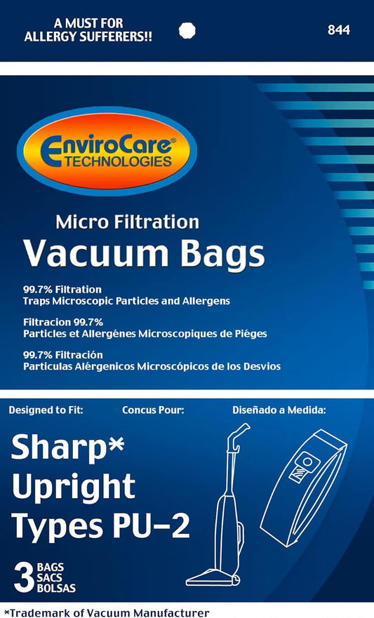 EnviroCare Sharp Upright Type PU-2 Vacuum Bags 3 Pack No. 844