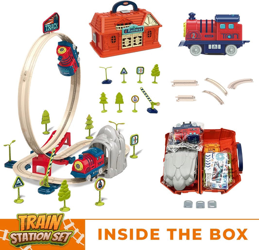 Atlasonix Train Station Set for Toddlers