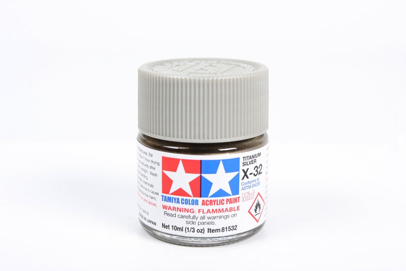 TAMIYA Acrylic Mini X32 Titanium Silver 1/3 oz