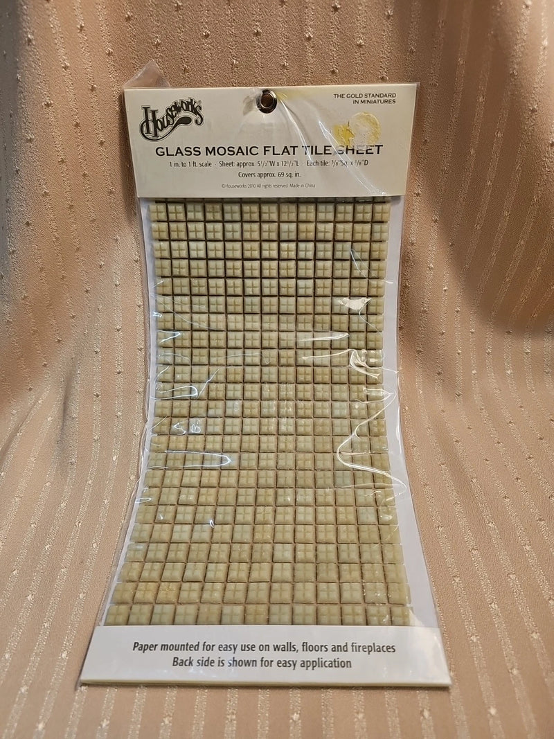 Houseworks Glass Mosaic Flat Tile Sheet Beige Color No. 8216