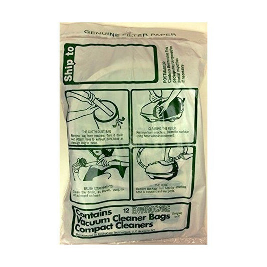 EnviroCare Vacuum Cleaner Bags for Compact/Tristar, 12 Pack No. 738SEC