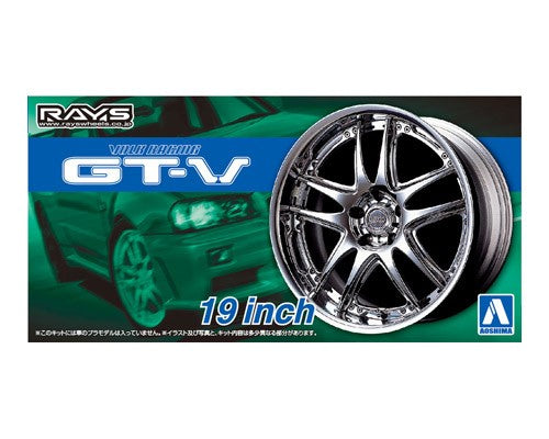 Aoshima Volk Racing GT-V 19 Inch 1/24th Scale 4 Pack Plastic Car Model Rims & Tires No. AOS05462
