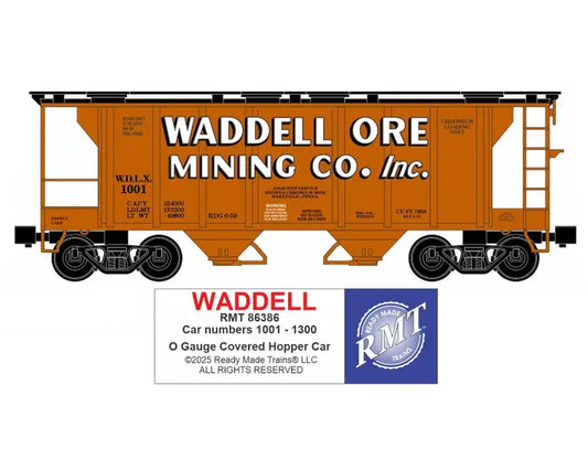 Ready Made Trains O Scale Waddell Ore Mining Co. 34ft 2-Bay Covered Hopper Car No. RMT-86386