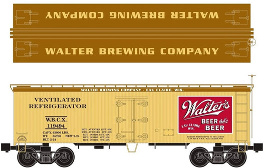 Ready Made Trains O Scale Walter's Beer 36ft Wood Side Reefer Car No. RMT-86192