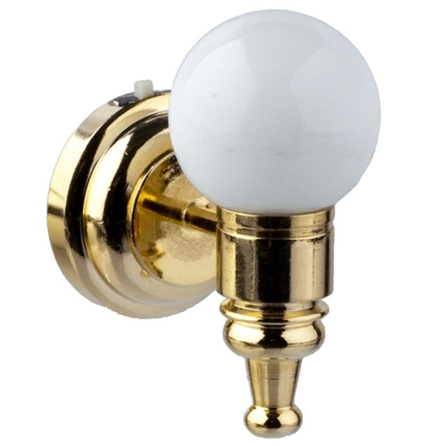 Dollhouse Miniature LED White Globe Wall Sconce -- 1:12 Scale