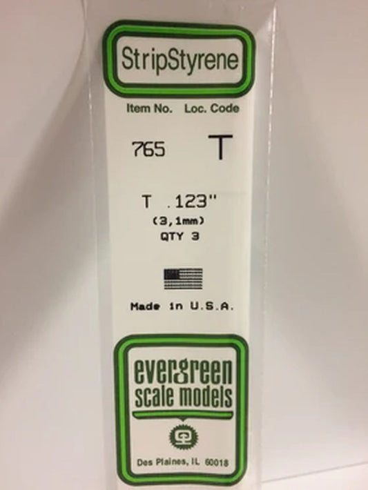 Evergreen Scale Models, EVG765 T-Shape (3.10mm) (3 Per Package)