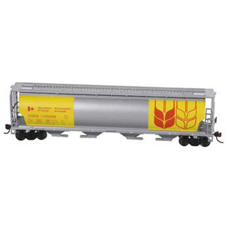 Bachmann 19136 HO Scale Gov of Canada Yellow 4 Bay Cylindrical Grain Hopper