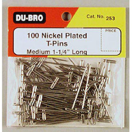 Dubro Products DUB253 1.25 in. Nickel Plated T-Pins