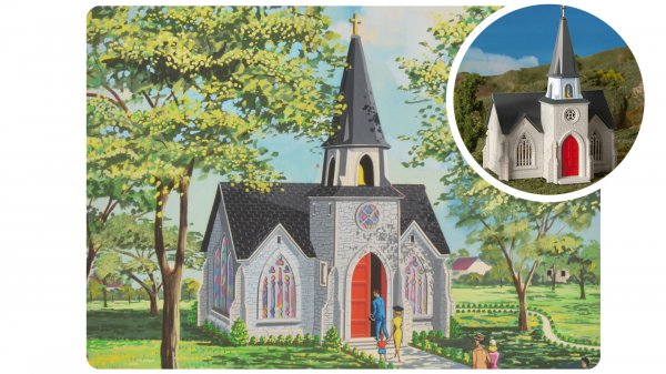 BAC45195 HO Scale 75th Anniversary Cathedral Plasticville U.S.A. Kit