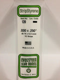 Evergreen Scale Models Strip .030 x .250 10 EVG139 Plastic Building Supplies