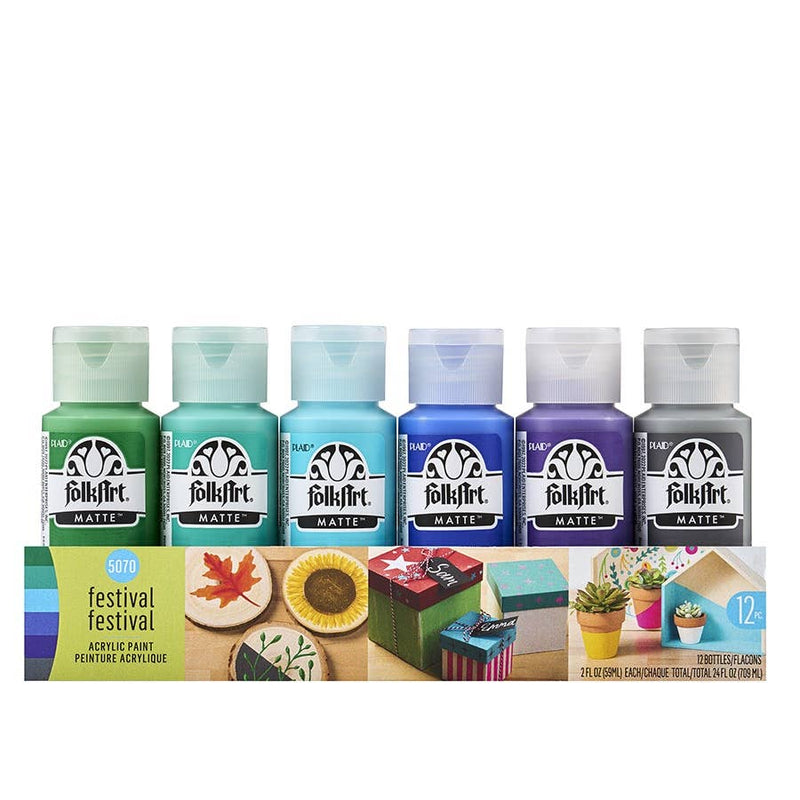 FolkArt Matte Acrylic Paint Set Festival 12 Colors
