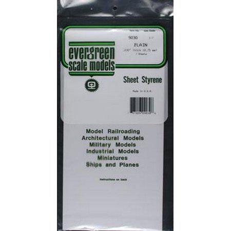 Evergreen 9030 White Polystyrene Sheet 150 x 300 x 0.75 mm Pack of 2