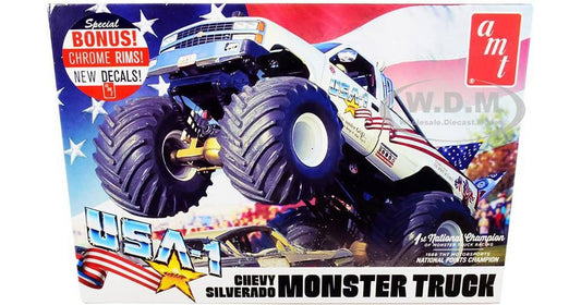 AMT AMT1252 1-25 Scale Model Car for Skill 2 Model Kit Chevrolet Silverado USA-1 Monster Truck