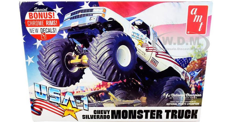 AMT AMT1252 1-25 Scale Model Car for Skill 2 Model Kit Chevrolet Silverado USA-1 Monster Truck