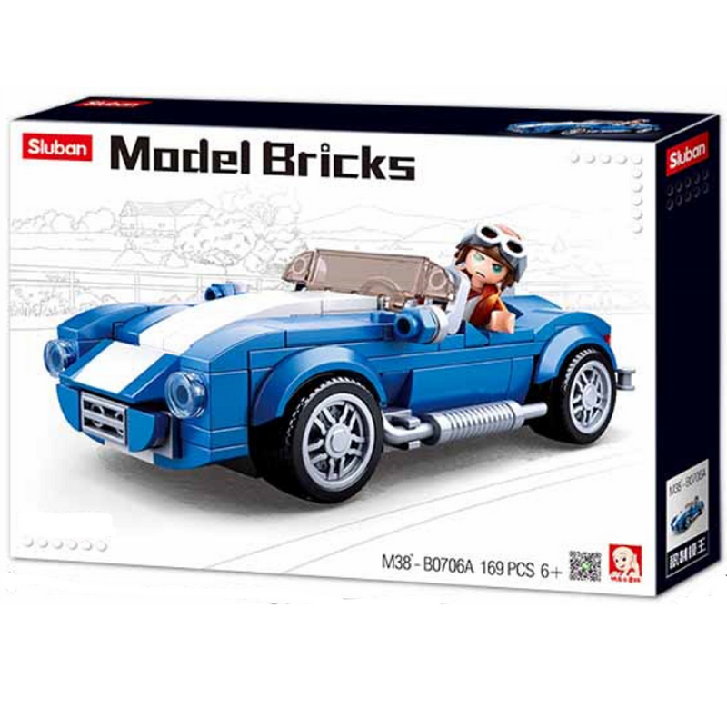Sluban Blue Race Car Building Brick Kit (138 pcs) No. M38-B0706A