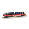 N Scale Bachmann 18964 ATSF Santa Fe Flat Car 90874 W/Steel Load