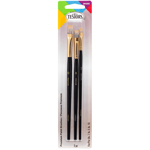 Testors No. 281205 3 Piece Premium Paint Brushes No.2, No. 8 & No. 10