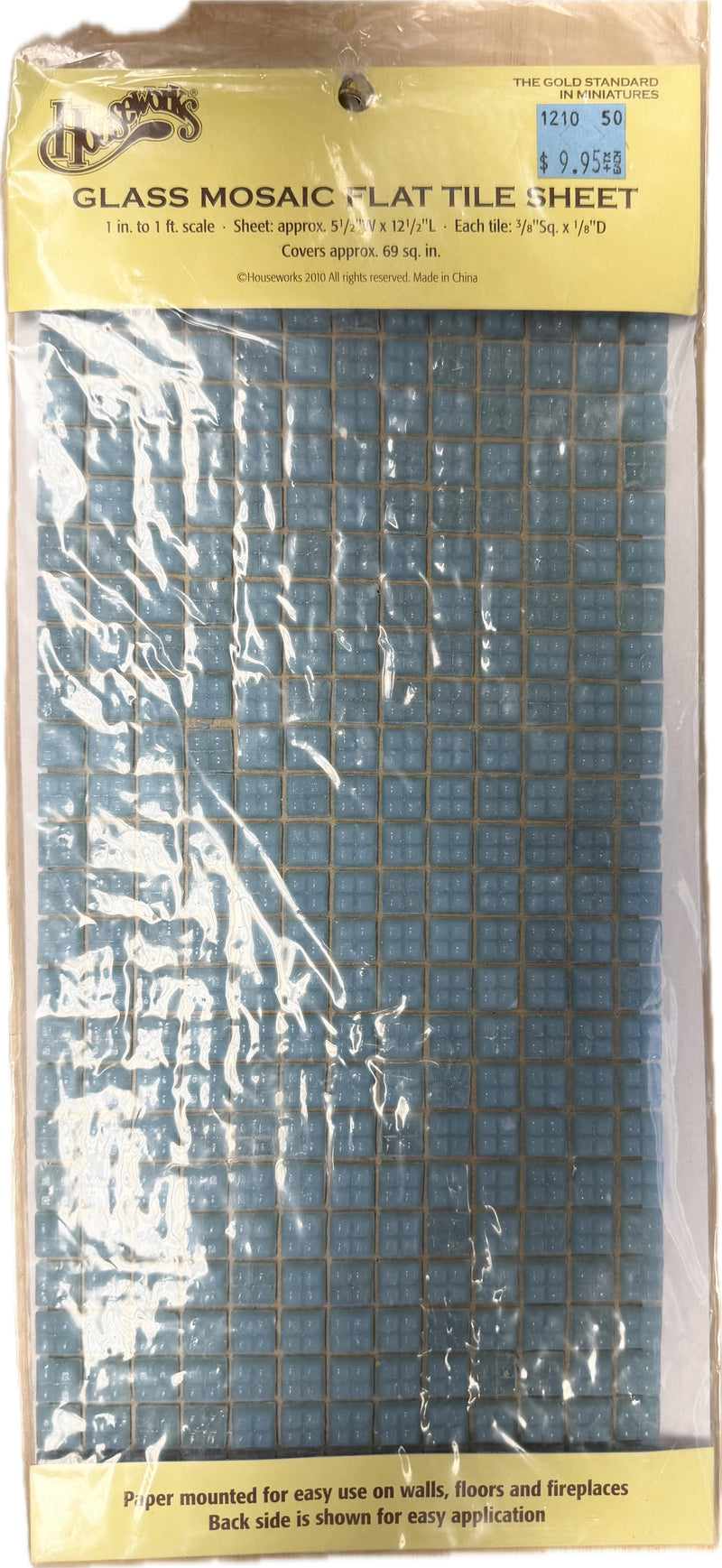 Houseworks Glass Mosaic Flat Tile Sheet Pastel Blue No. 8217